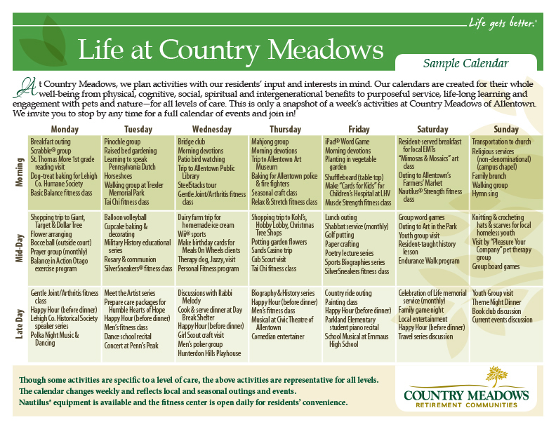 Allentown Retirement Community Events Country Meadows of Allentown