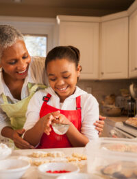 senior baking cookies